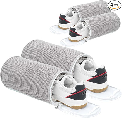 4Pcs Reusable Laundry Shoe Bag for Washer and Dryer, 2024 New Shoe Cleaning Bag, 360Cleaning for Sneaker and Gym Shoes (Grey)