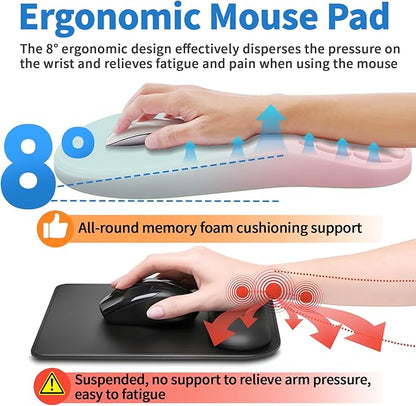 YIWEI Ergonomic Mouse Pad with Wrist Support - Gel Memory Foam Mouse Mat for Computer Keyboard & Laptop - Non-Slip Base, Pain Relief for Home Office & Gaming - Aurora/Northern Lights