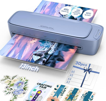 13 Inch Laminator Machine 11x17 with Laminating Sheets Personal Laminator for Teachers, 60S Warm Up Cold Thermal Lamination Machine for Home Office, A3 Laminating Machine Portable Paper Laminate Kit