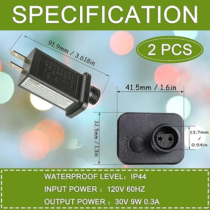 SIGANDG 30V 9W LED Transformer Replacement Class 2 Power LED Controller with 8 Modes Supply for Christmas String Light Inflatable Decorations IP44 Waterproof Low Voltage Transformer(2 Pcs)