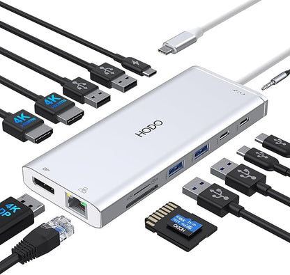 USB C Docking Station Dual Monitor HDMI for HP, Laptop Docking Station 3 Monitors Triple Display USB C Hub Adapter to 2 HDMI 4K,DP,Ethernet,6 USB,PD,SD/TF, Audio, USB C Dock 14 in 1 for Surface