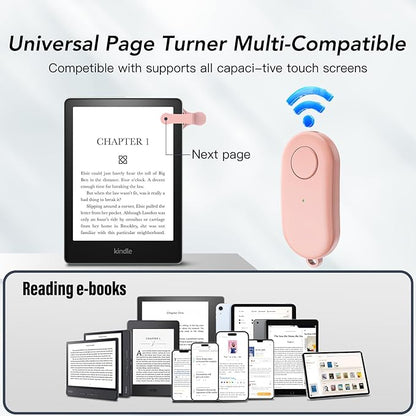 Remote Control Page Turner for Kindle Paperwhite Oasis Kobo eReaders,Kindle Clicker Page Turner Accessories for iPhone,iPad, Android Tablets Reading Novels,Camera Video Record&Shutter Selfie (Pink)
