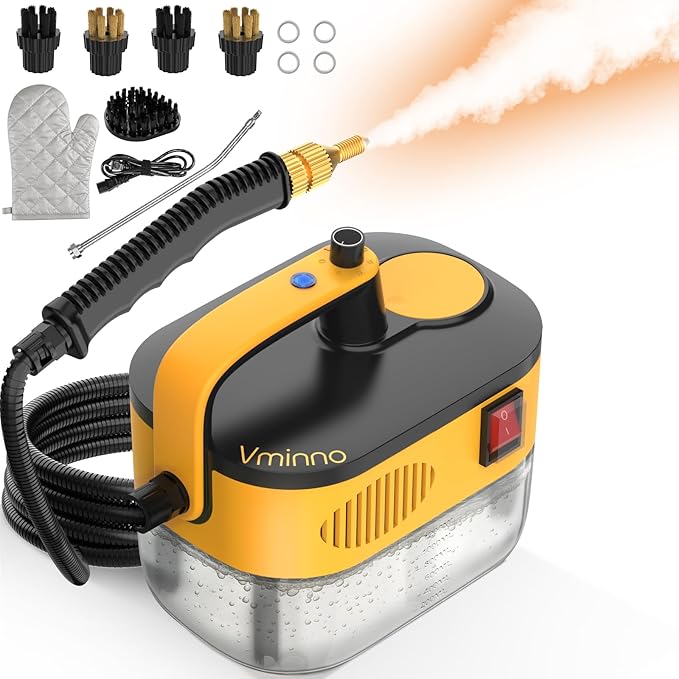 Heavy Duty Steam Cleaner for Home, Fast Heating & 1.2L Tank, 6-Level Adjustable Pressurized Portable Steamer for Cleaning with 11 Accessories for Grout, Tile, Floor, Car and More