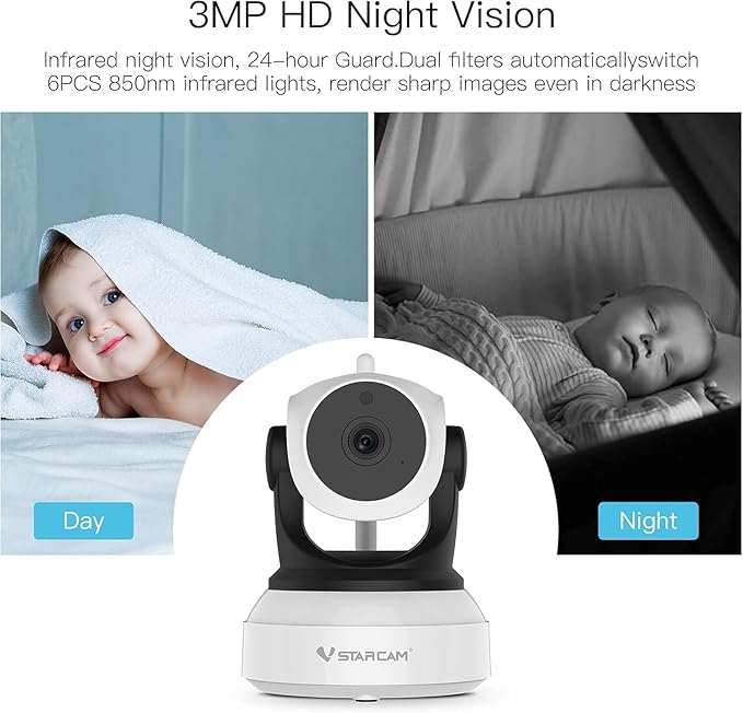 VSTARCAM Cameras for Home Security Indoor, 2K with 360° Rotation, Human/Motion Detection with Auto Tracking, 2-Way Audio & DIY Voice, 2.4GHz WiFi Wireless, Cloud & SD Card Storage(up to 256GB)