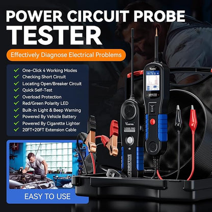 VDIAGTOOL V200 Pro Automotive Power Circuit Probe Tester Breaker Finder Tool, 12/24V Electrical Open Short Circuit Finder, Wire Tracer, AC/DC Trailer Relay Fuse Test for 99% Cars