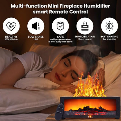 Fireplace Humidifier Diffuser, 7 Colors Flame Diffuser for Essential Oils, Fire Aroma Diffuser with Remote, Air Humidifiers Aromatherapy Diffuser for Home, Bedroom, Office,Yoga