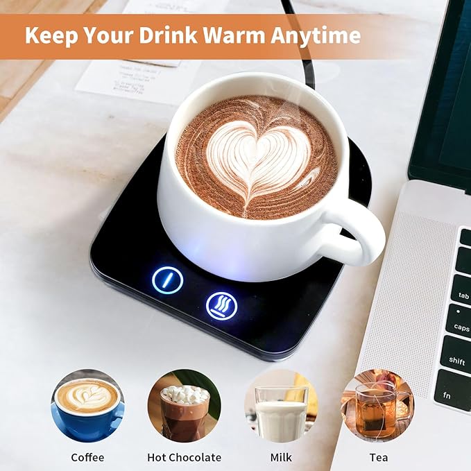 VOBAGA Mug Warmer& Coffee Mug Warmer for Office Desk Use, Candle Warmer with Three Temperature Settings, Coffee Warmer Plate for Cocoa Tea Water Milk with Auto Shut Off After 4 Hours, for Ideal Gifts