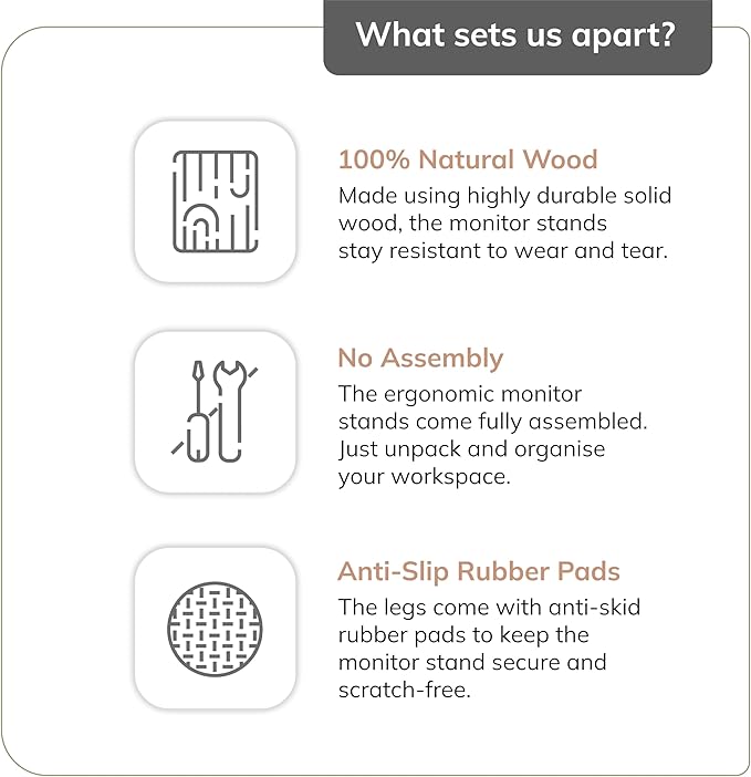 Anji Mountain Wooden Monitor Stand - Elegant Monitor Riser, Perfect Monitor Stand for Desk Organization, Durable Wood Construction monitor stands, Enhances Ergonomics and Workspace Efficiency,Walnut