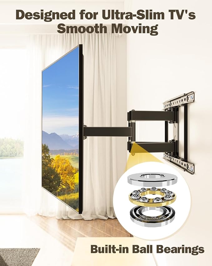 Mounting Dream UL Listed Full Motion TV Wall Mount for Most 42-84'' TVs, TV Mount with Premium Ball Bearing Design for Smooth Extension and Swivel, Max VESA 600x400mm, 100LBS, Up to 24'' Wood Stud