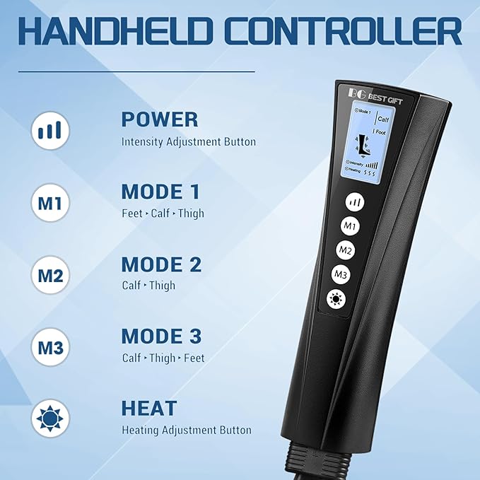 Gifts for Dad Mom Men Women Christmas Mothers Day, Fathers Day, Air Compression Massager with Heat for Foot, Leg, Calf, Thigh, Knee, Helpful for Vericose Veins, Muscle Fatigue, Cramps, Swelling, Edema