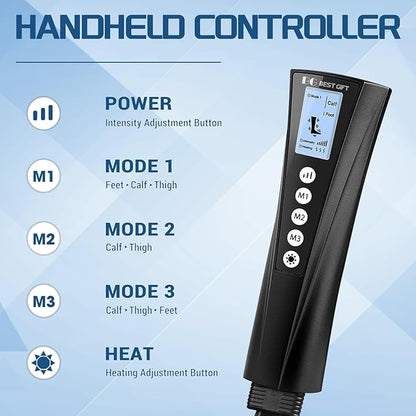 Gifts for Dad Mom Men Women Christmas Mothers Day, Fathers Day, Air Compression Massager with Heat for Foot, Leg, Calf, Thigh, Knee, Helpful for Vericose Veins, Muscle Fatigue, Cramps, Swelling, Edema