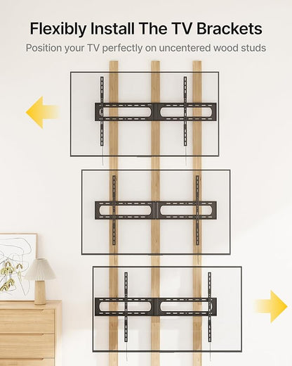 monTEK Heavy Duty XXL Fixed TV Wall Mount for 37–140" Flat & Curved TVs up to 300 lbs, 4× Load Tested, 1.25" Ultra Slim Low Profile Bracket, Fits 16"/18"/24" Wood Studs,VESA 1200×800mm TM1007W-XLF