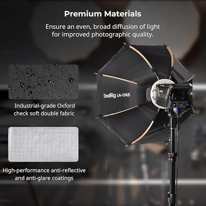 SmallRig LA-O65 Octagonal Softbox, 65cm/25.6in Quick Release Softbox with Carrying Bag, for Bowens Mount COB Lights for SmallRig for Neewer for Aputure for Godox