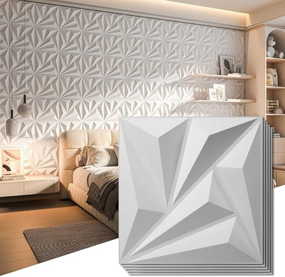 Art3d 20 Pack Decorative 3D Wall Panels, 19 Sq.feet PVC Interior Wall Décor, 11.8"x11.8", White