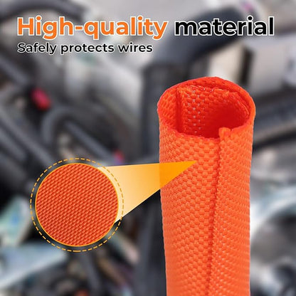 HOLED 5/16 inch Split Braided Cable Management Sleeve for USB Cable Power Cord Audio Video Cable, Wire Loom Cord Protector from Cat Dog Chewing (Black, 25FT)