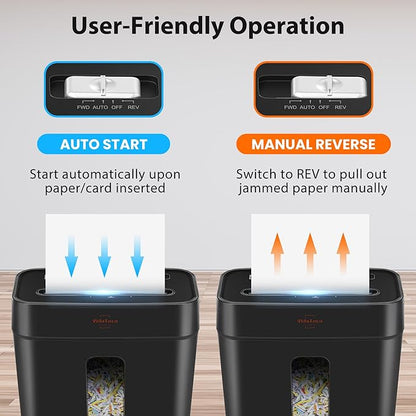 VidaTeco Paper Shredder for Home Use 6-Sheet Cross-Cut Shredder,Also Shred Card/Clip/Staple,P-4 Higher Security,Small Document Shredding Machine for Office,Heavy Duty with Jam Proof,3.04-Gal Bin