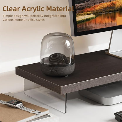 Dual Monitor Stand Riser, 40" Large Computer Monitor Stands for 2 Monitors, Wooden Desktop Organizer Shelf for Office Desk Computer, Laptop, TV, Monitor, Printer