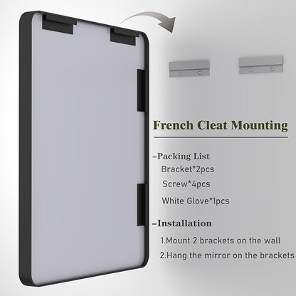 40x30 Inch Black Matte Framed Mirror for Bathroom, Rounded Rectangle Mirror, Bathroom Vanity Mirror for Wall, Anti-Rust, Shatterproof (Horizontal/Vertical)