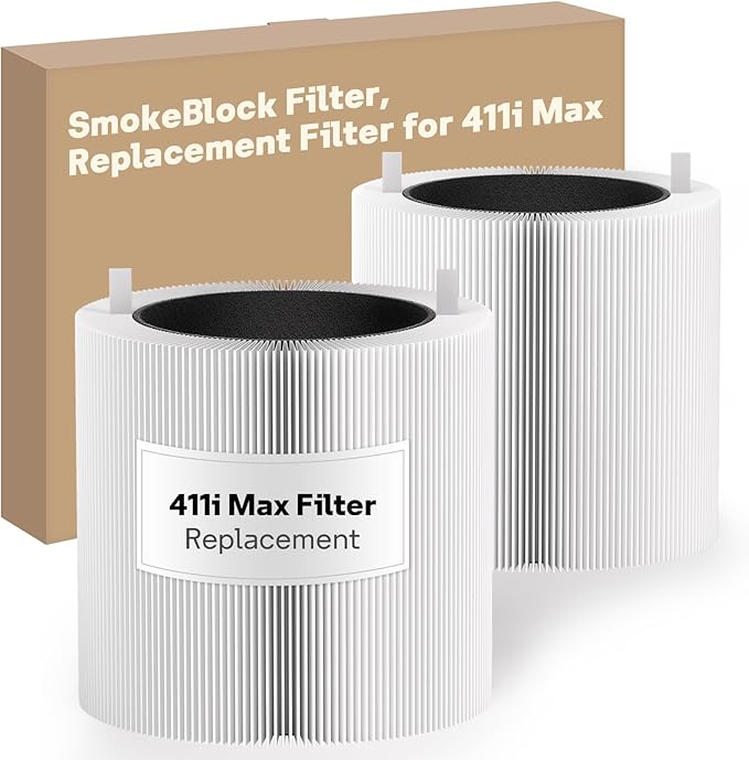 Leemone 411i Max & 411a Max SmokeBlock Replacement Filter Compatible with Blueair 411i Max & 411a Max Air Purifier, Blue Pure F4MAX, 2 Pack