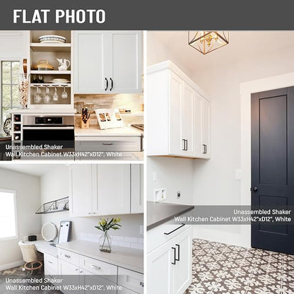 Wall Kitchen Cabinets, RTA Cabinets, White Shaker Cabinet, Wall Mounted, RTA Upper Cabinet, Modern for Kitchen and Bathroom with Door (White, 33 W x 42" H x 12" D)