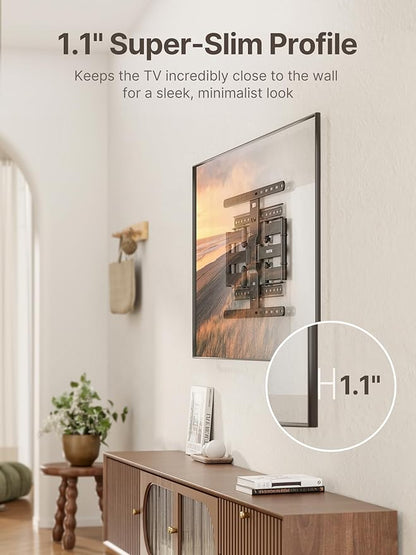 monTEK Ultra Slim TV Wall Mount for 43-90 Inch TVs | 1.1" Thin Low Profile Full Motion Bracket | Dual Swivel Articulating Arms with Tilt | Max VESA 600x400mm | Holds 132lbs | Fits 16"/18" Studs