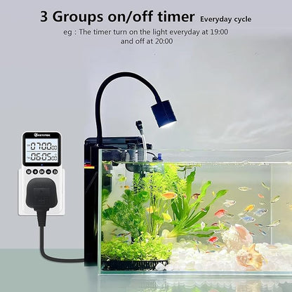 KETOTEK KTTS02 Digital Timer Outlet Plug in Timer Switch Socket Indoor Infinite Repeat Cycle Electrical Timer Switch, Countdown Timers for Lights,Aquarium,Pets Home Appliances