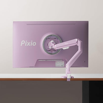Pixio PS1S Wave Pink Single Monitor Arm Stand Desk Mount - Fits up to 32 inches Monitors and up to 19.8lbs. VESA Compatibility and Integrated Cable Management