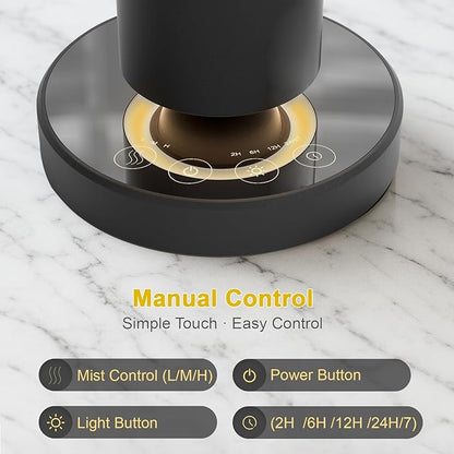 Waterless Diffuser,1500 Sq Ft,Ring Ambient Light,Rechargeable Wireless, Aluminum,Remote Control&Touch Buttons,Adjustable Fragrance Intensity&Timer,Hotel Collection Scent Machine - Satin Black