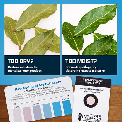 Integra Boost 2-Way Humidity Control Pack - Preserve Flavor & Control Humidity at 72% RH - Moisture Absorber for Herbs, Spices & More - 8 Gram (Pack of 144 in Retail Display)