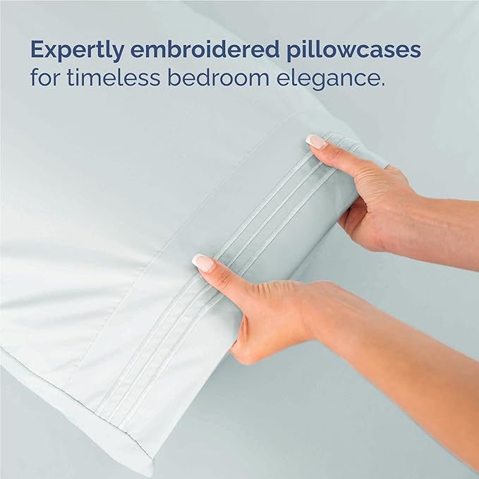 Twin XL Size 3 Piece Sheet Set - Comfy Breathable & Cooling Bed Sheets Set - Hotel Luxury Bedding for Women, Men, Kids, Teens, Boys & Girls - Deep Pockets, Soft and Wrinkle Free - Oeko-Tex - Ice Blue