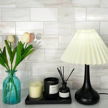 Vamos Tile 100-Piece Glossy Wooden Marble Grain Peel and Stick Backsplash Tile,3''x6'' PVC Subway Tile with White Grout, Stick on Backsplash for Kitchen/Bathroom/Fireplace