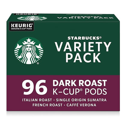 Starbucks K-Cup Coffee Pods, Dark Roast Hot or Iced Coffee, Variety Pack, 96 Keurig Pods