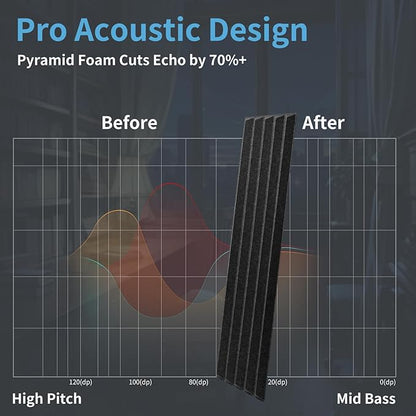 Art3d 10-Pack Peel and Stick Acoustic Panels with Acrylic Tape - 12 x 48 inches, Self Adhesive Sound Absorbing Polyester Wall Panels for Home Office Studio, Black