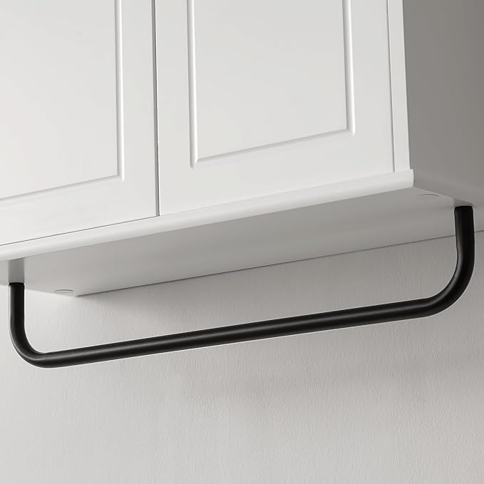 Bathroom Storage Cabinet with Adjustable Wood Shelves, Unique Arched Groove Design On The Door, Wall Mounted with Towels Bar, Over The Toilet Storage Cabinet with DTC Silent Buffering Hinge
