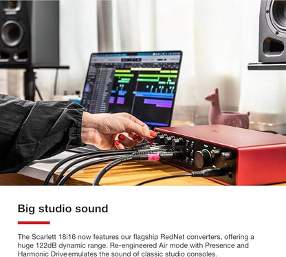 Focusrite Scarlett 18i16 4th Gen USB Audio Interface, for Songwriting, Music Production, Recording, and Podcasting — High-Fidelity, Studio Quality Recording, and All the Software You Need to Record