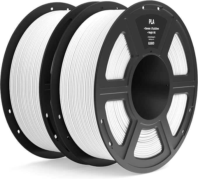 ELEGOO PLA Filament 1.75mm White 2KG, 3D Printer Filament Dimensional Accuracy +/- 0.02mm, 2pcs 1kg Spool(2.2lbs) Fit Most FDM 3D Printers