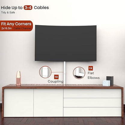 Cord Hider Wall Mounted TV - Wire Cover, Cord Covers, Cable Hider, 33 in Paintable White Raceway Kit, Hide Cords Wall Mount TV, Electrical Cords Concealer, Cable Management Channel, Wire Molding
