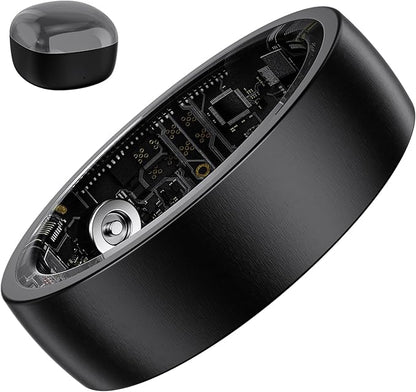 S SECRETTOP Smart Ring for Men Women, Fitness Ring with Sleep Tracker, IP68 Waterproof with Heart Rate, SpO2, Health Activity Trackers, Step Counting,Calorie Pedometer(Black 9)