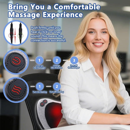 Massage Pillow, Neck and Back Massager with Heat, Shiatsu Massage Pillow for for Back, Shoulder, Leg, Foot, Gift for Men Women Mom Dad, Stress Relax at Home Office and Car