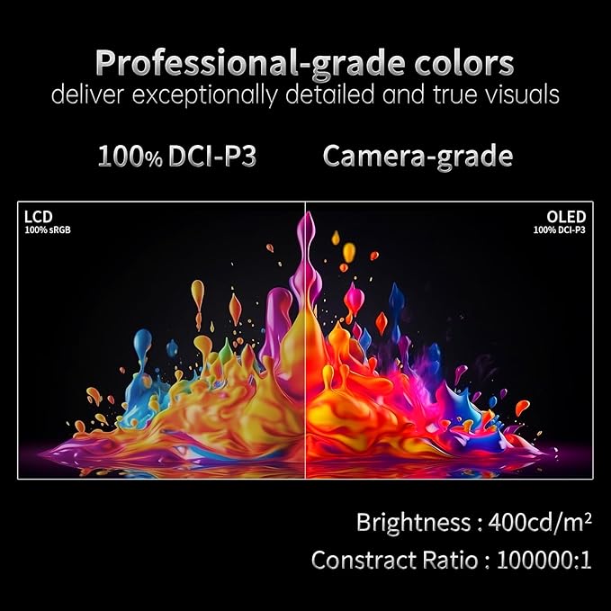INNOCN 15.6" Portable Monitor OLED Touch Second Screen for Photo Editing with 4K, 100% DCI-P3, 100000:1, 10Bits, USB C External Monitor for Laptop,PC, Phone,Consoles, Brown, PU15 Pre C6