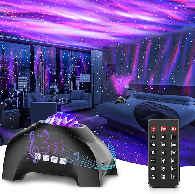 Star Projector, CIMELR Northern Galaxy Aurora Lights Projector with 33 Light Effects Bluetooth Speaker & White Noise, Remote Control Night Light for Bedroom, Room Decor, Party, Gift for Kids Adults