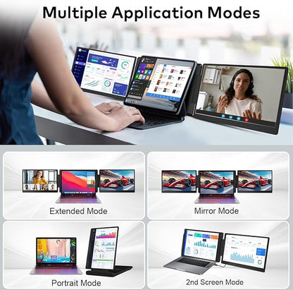 14" Laptop Screen Extender, FHD 1200P IPS Dual/Triple Portable Monitor for Laptop, 360° Flip Left Screen, USB-C/HDMI Plug & Play, Multi Travel Computer Monitor Display for 12-17.3" Win/Mac -S7C