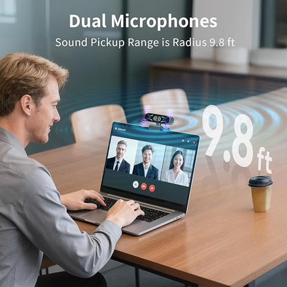 EMEET C60E Dual-Camera 4K Webcam for Streaming, Wide-Angle and Telephoto Cameras, Max 11X Hybrid Zoom & PDAF Autofocus, Remote Control, RGB Lighting, 2 Mics, Ideal for Livestreaming and Online Meeting