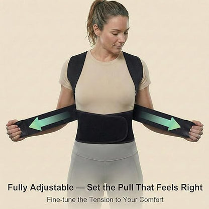 Full Back Posture Corrector for Women & Men – Pull-Back System Posture Brace – Wide Soft Straps, Breathable Mesh, Adjustable Support for Slouching, Rounded Shoulders & Upper Spine Pain Relief