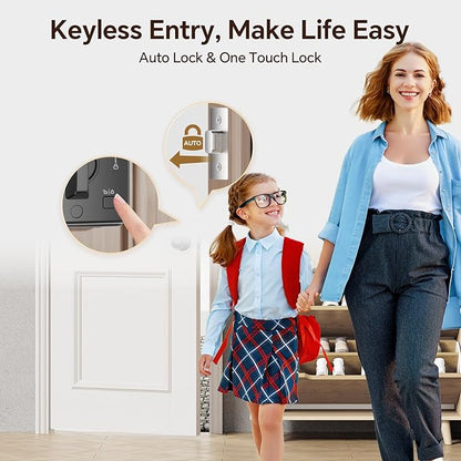 VCHOO Keyless Entry Door Lock Set WiFi Smart App Control Door Lock for Front Door Keypad Deadbolt with 2 Knobs Auto Lock One Time Codes Easy Install, Black