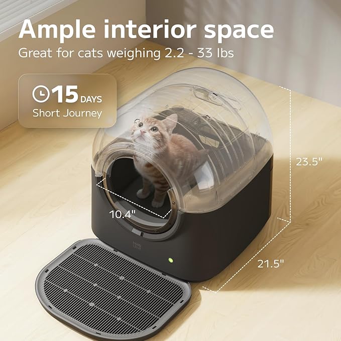 L1 Self-Cleaning Litter Box Automatic Electronic Hands-Free Smart Robot self Cleaning Litter Box - Safe Anti-Pinch,with Deodorizer and Liner and Litter Mat for Multiple Cats