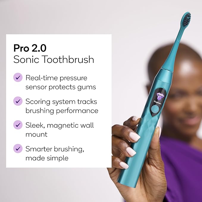Burst Pro 2.0 Sonic Toothbrush for Adults (Marine Teal) | Electric Toothbrush with Smart Pressure Sensor | Soft Bristles | 5 Modes/Refined Scoring System | USB-C Charging | Magnetic Wall Mount