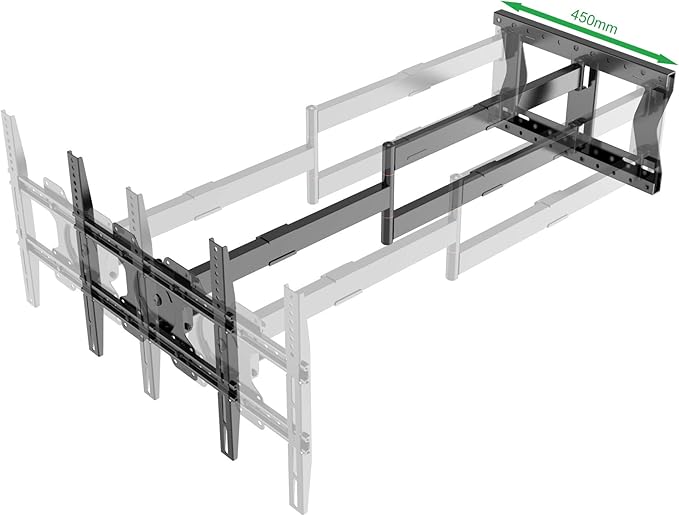 Physix 2120 Long arm TV Wall Mount for 32-75 inch Screens | Extra Long Extension up to 47 inch | Heavy-Duty TV Mount Holds up to 77 lbs | Full-Motion, swivels up to 180° | Max. VESA 400x400