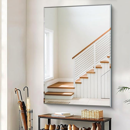 CILIBER 60x40 Large Beveled Mirror, Frameless Beveled Bathroom Mirrors for Over Sink, Upgraded Shatterproof Beveled Frameless Vanity Mirror for Bathroom,Bedroom,Living Room and Entryway