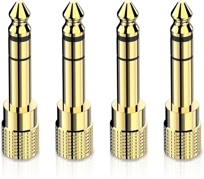 Mizi (4 Pack 6.35mm (1/4 inch) Male to 3.5mm (1/8 inch) Female Gold Plated Stereo Audio Jack Adapter for Aux Cable, Guitar Amplifier, Headphone - Golden